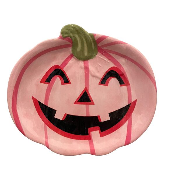 13th & Elm Halloween Pumpkin Melamine Appetizer Plates 8x7 Set of 4 BOO New - Picture 9 of 15